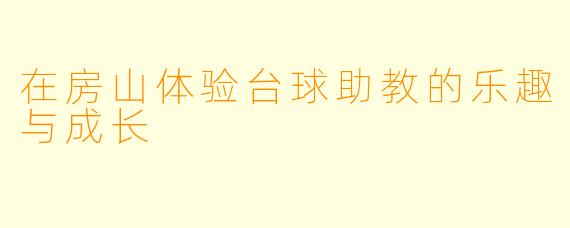 在房山体验台球助教的乐趣与成长