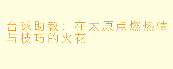 台球助教：在太原点燃热情与技巧的火花