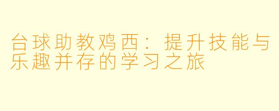 台球助教鸡西:提升技能与乐趣并存的学习之旅