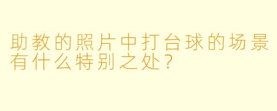 助教的照片中打台球的场景有什么特别之处？