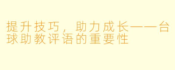 提升技巧，助力成长——台球助教评语的重要性