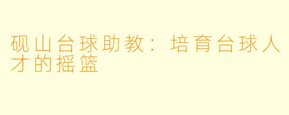 砚山台球助教：培育台球人才的摇篮