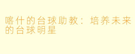 喀什的台球助教:培养未来的台球明星