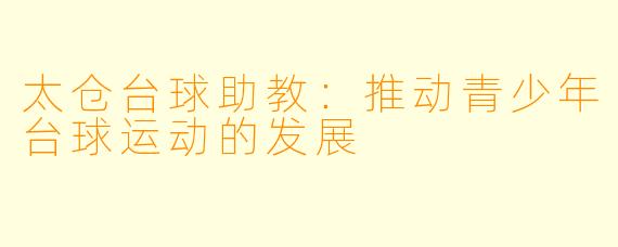 太仓台球助教：推动青少年台球运动的发展