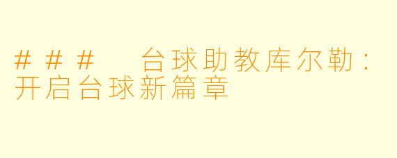 ### 台球助教库尔勒：开启台球新篇章