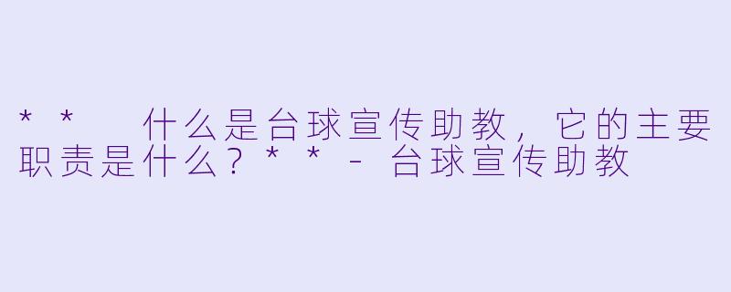 ** 什么是台球宣传助教,它的主要职责是什么?**