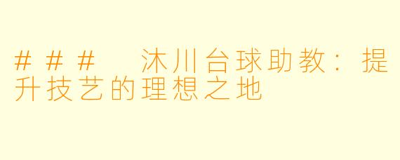 ### 沐川台球助教：提升技艺的理想之地
