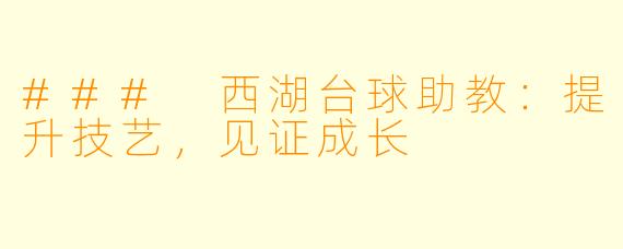 ### 西湖台球助教：提升技艺，见证成长