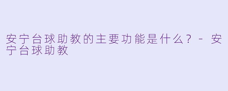 安宁台球助教的主要功能是什么？