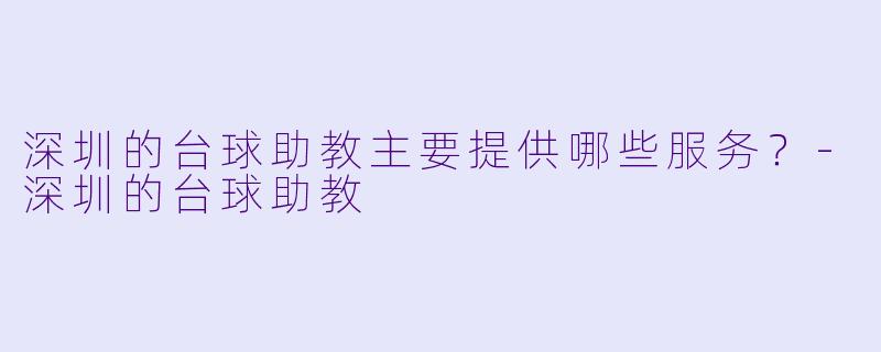 深圳的台球助教主要提供哪些服务？