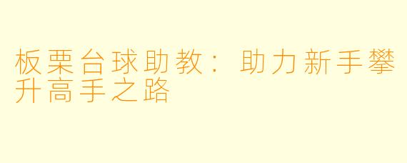 板栗台球助教：助力新手攀升高手之路