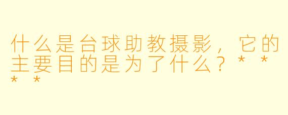 什么是台球助教摄影,它的主要目的是为了什么?****