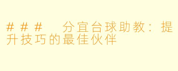 ### 分宜台球助教:提升技巧的最佳伙伴
