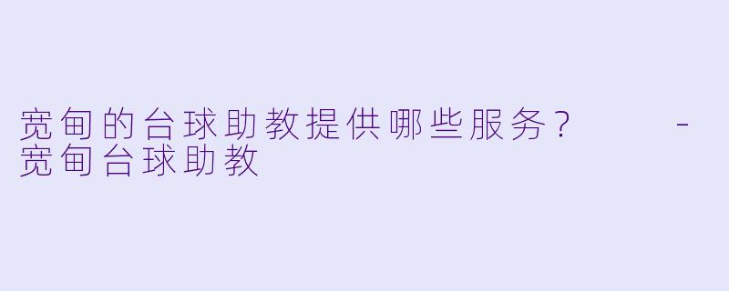 宽甸的台球助教提供哪些服务？  
