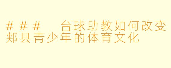 ### 台球助教如何改变郏县青少年的体育文化