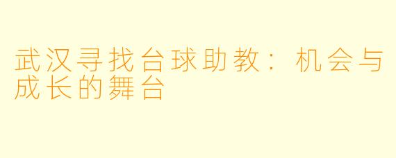 武汉寻找台球助教：机会与成长的舞台