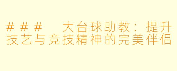 ### 大台球助教:提升技艺与竞技精神的完美伴侣
