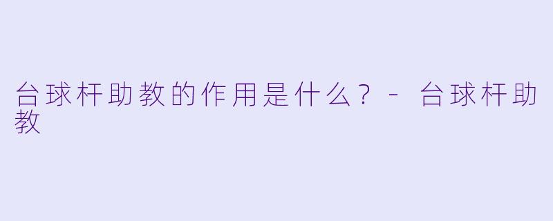 台球杆助教的作用是什么？