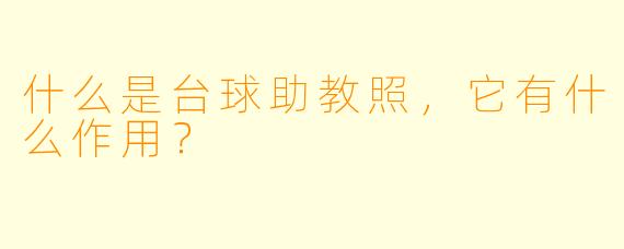 什么是台球助教照,它有什么作用?