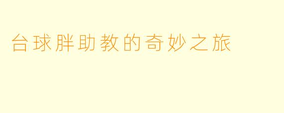 台球胖助教的奇妙之旅