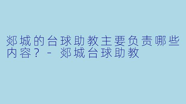 郯城的台球助教主要负责哪些内容？