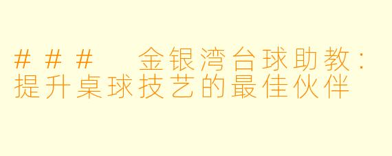### 金银湾台球助教：提升桌球技艺的最佳伙伴