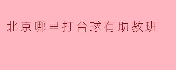 北京哪里打台球有助教班