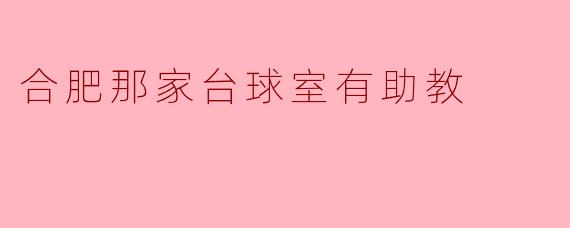 合肥哪家台球室有提供助教服务？