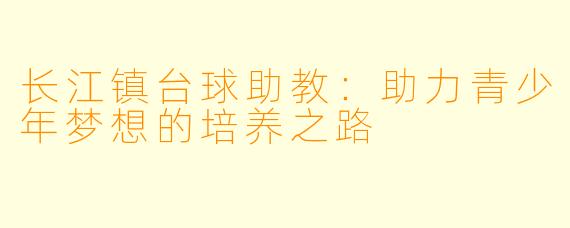 长江镇台球助教：助力青少年梦想的培养之路