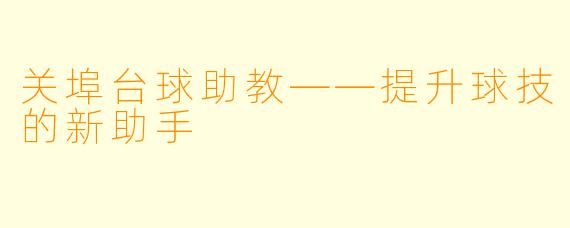 关埠台球助教——提升球技的新助手
