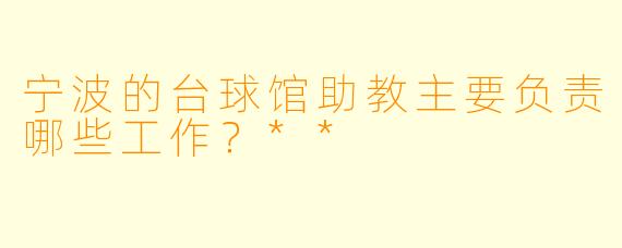 宁波的台球馆助教主要负责哪些工作？**