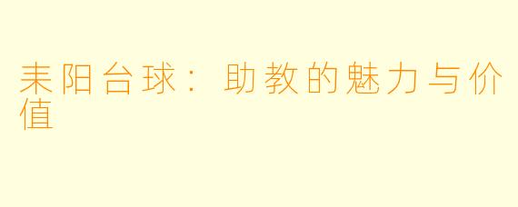 耒阳台球：助教的魅力与价值