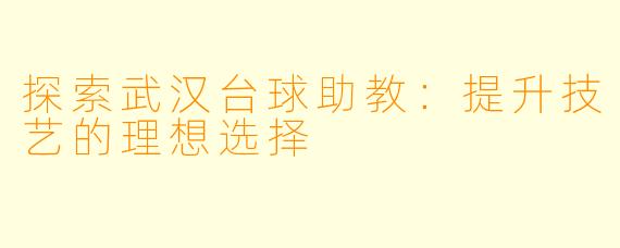 探索武汉台球助教：提升技艺的理想选择