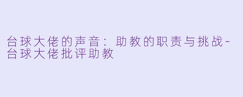 台球大佬的声音:助教的职责与挑战