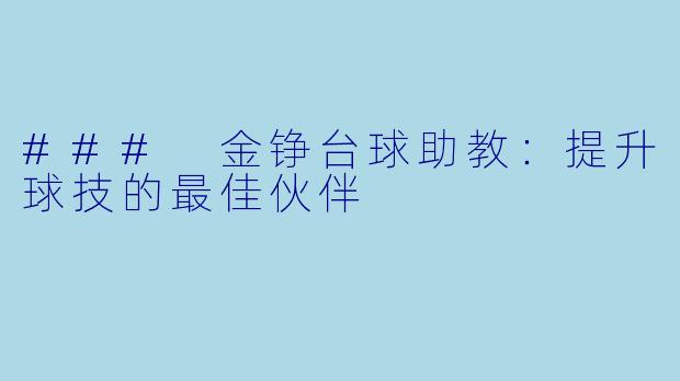 ### 金铮台球助教：提升球技的最佳伙伴