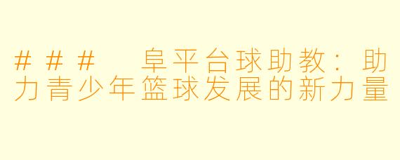 ### 阜平台球助教:助力青少年篮球发展的新力量