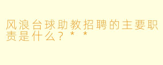 风浪台球助教招聘的主要职责是什么?**