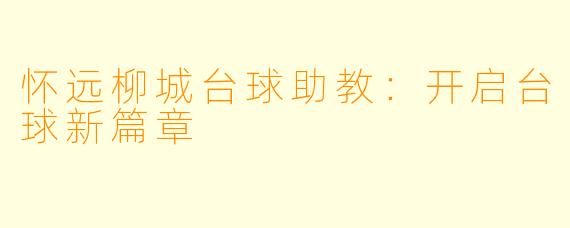 怀远柳城台球助教：开启台球新篇章