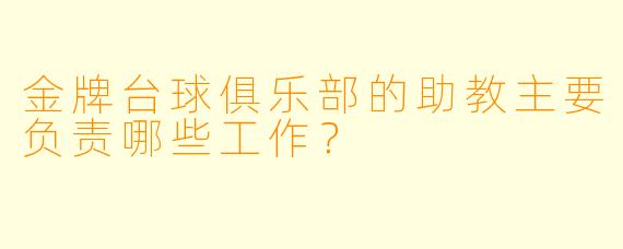 金牌台球俱乐部的助教主要负责哪些工作？