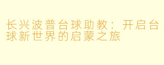 长兴波普台球助教:开启台球新世界的启蒙之旅