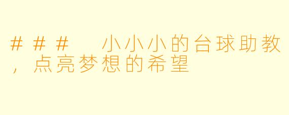 ### 小小小的台球助教，点亮梦想的希望