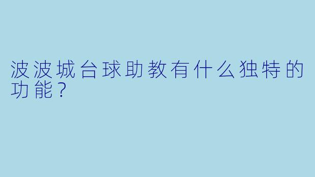 波波城台球助教有什么独特的功能？
