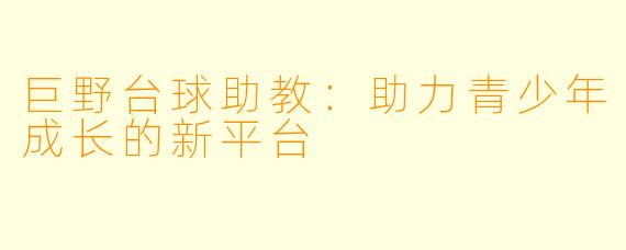 巨野台球助教：助力青少年成长的新平台