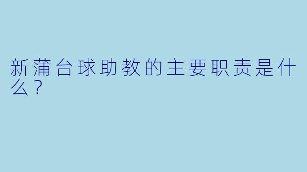 新蒲台球助教的主要职责是什么？