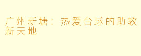 广州新塘：热爱台球的助教新天地