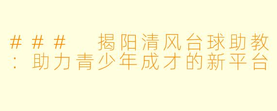 ### 揭阳清风台球助教：助力青少年成才的新平台