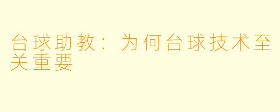 台球助教：为何台球技术至关重要