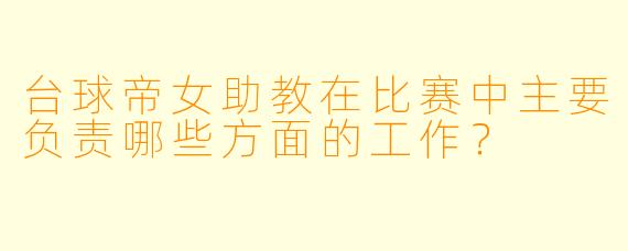 台球帝女助教在比赛中主要负责哪些方面的工作？