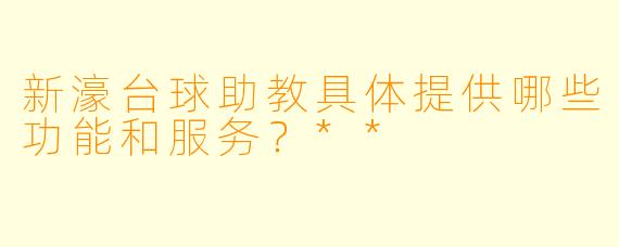 新濠台球助教具体提供哪些功能和服务？**