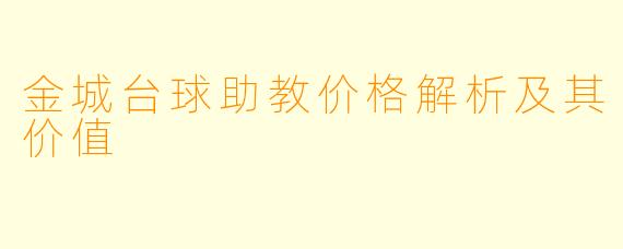 金城台球助教价格解析及其价值